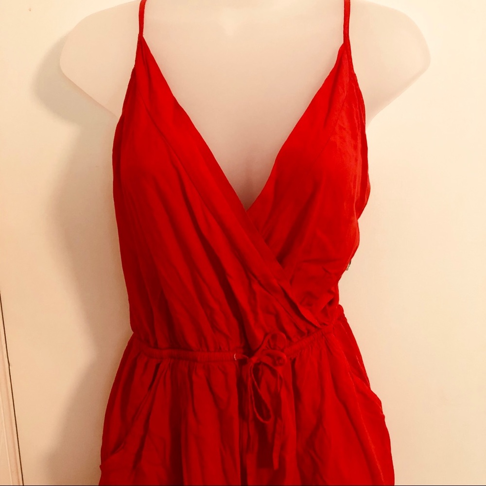 Express Red Surplice Romper